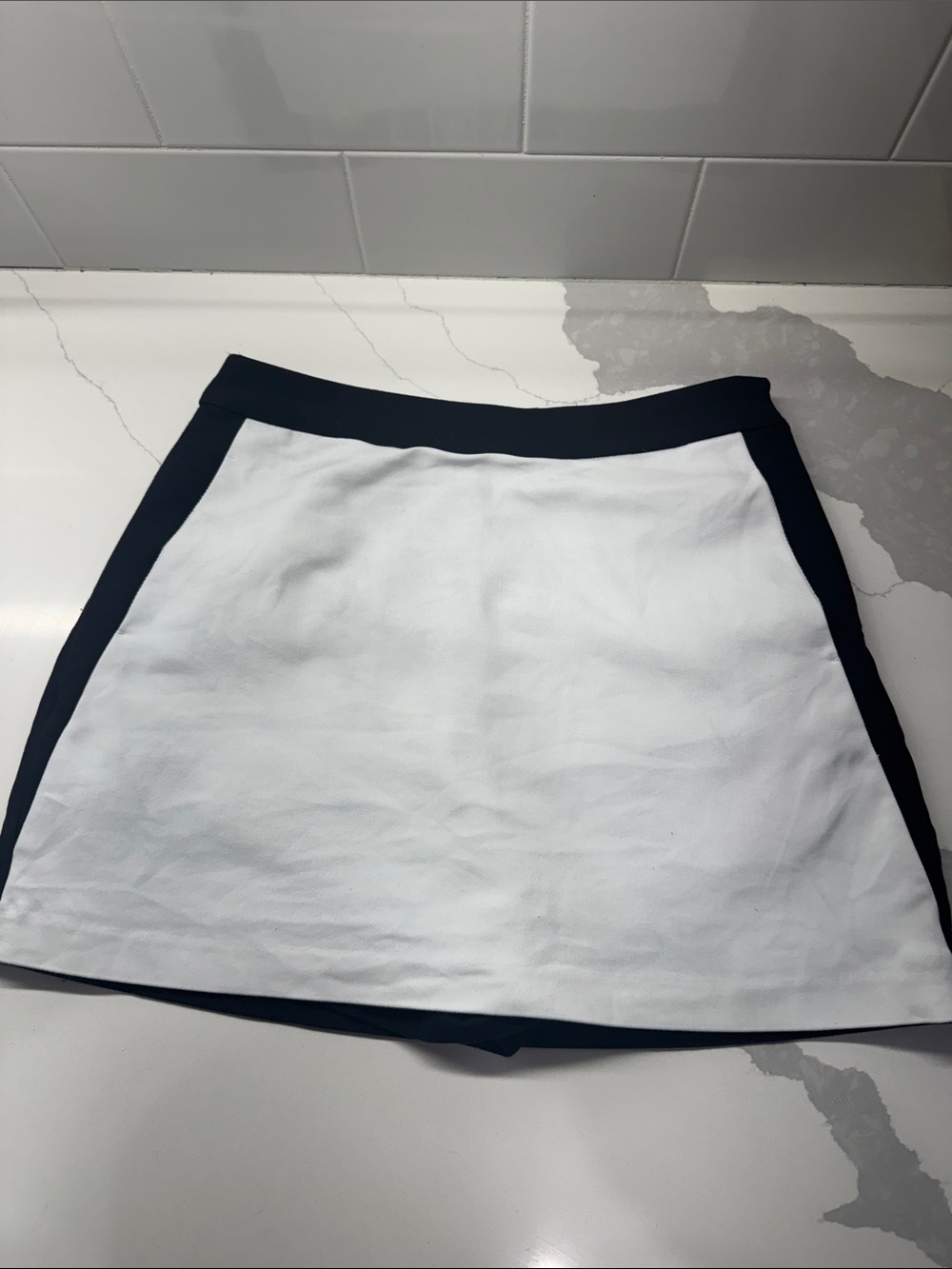 English Factory White A-Line Skirt with Black Trim/black back